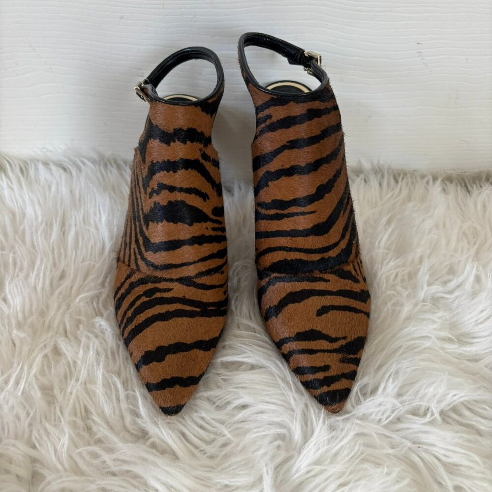 NWT WHBM “Dana” Tiger Print Calf Hair Leather Heeled Booties/Shooties 7 1/2